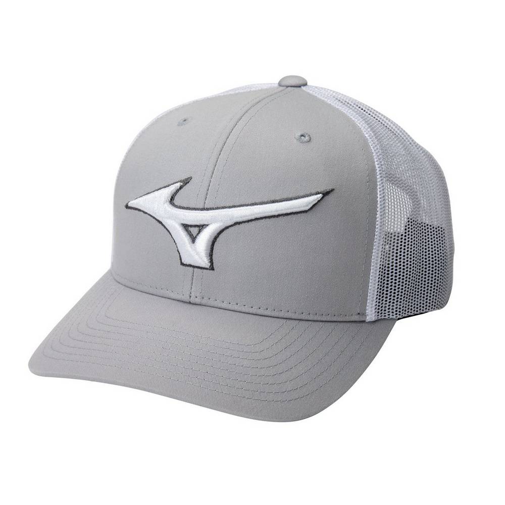 Cappello Mizuno Baseball Diamond Trucker Uomo - Grigie/Bianche - 91840-DOVN